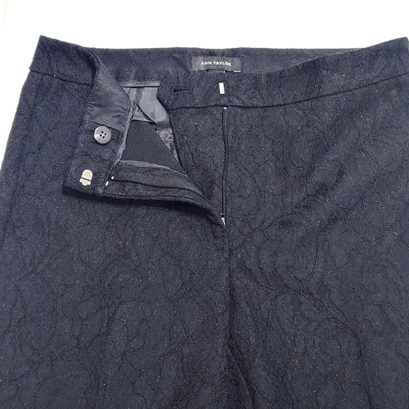 ANN TAYLOR Black Floral Textured Trousers - Picture 11 of 12
